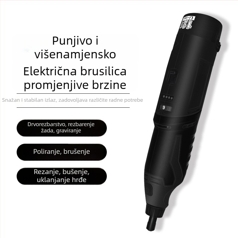 12V punjiva mini električna bušilica s regulacijom brzine za graviranje i poliranje, prijenosni višenamjenski alat