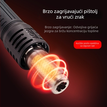 Industrijski prijenosni pištolj za toplinski zrak s digitalnim prikazom temperature, namijenjen popravku elektroničkih komponenti i zavarivanju