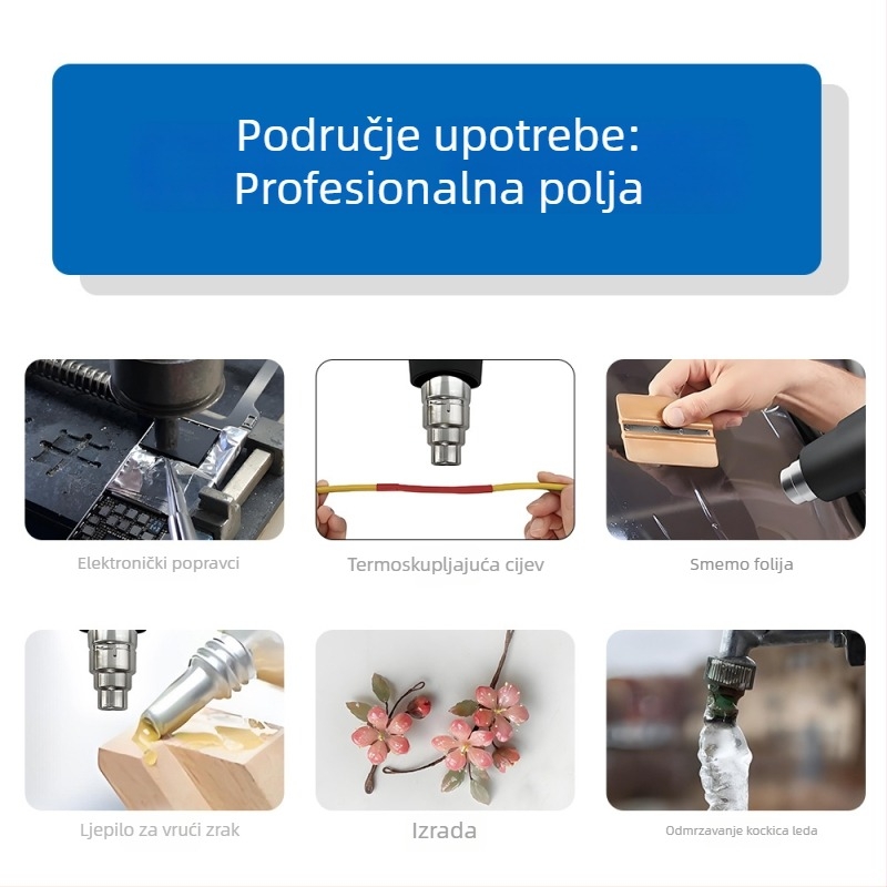Industrijski prijenosni pištolj za toplinski zrak s digitalnim prikazom temperature, namijenjen popravku elektroničkih komponenti i zavarivanju