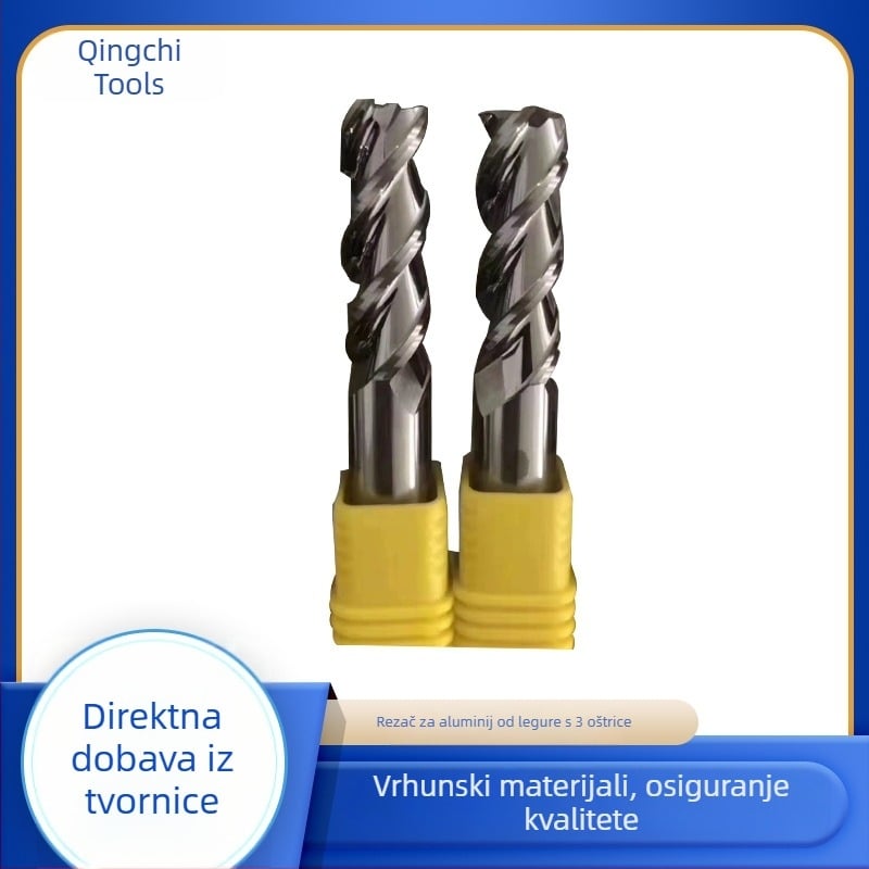 Frez za aluminij s kutem od 62°, 3 oštrice, produžena duljina, visoko sjajna površina, CNC freza za aluminijske legure