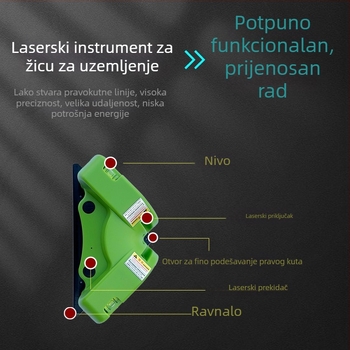 Laser nivo za postavljanje podova s 90° kutem, visoka preciznost, višenamjenski nivo sa zelenim i plavim laserom