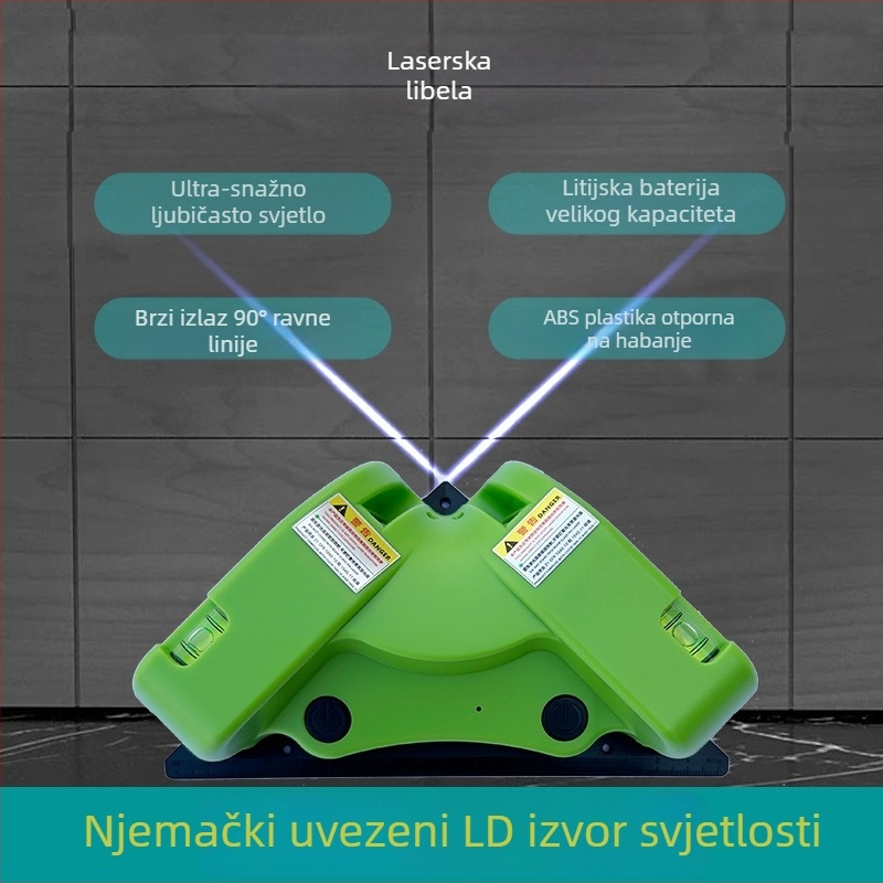 Laser nivo za postavljanje podova s 90° kutem, visoka preciznost, višenamjenski nivo sa zelenim i plavim laserom