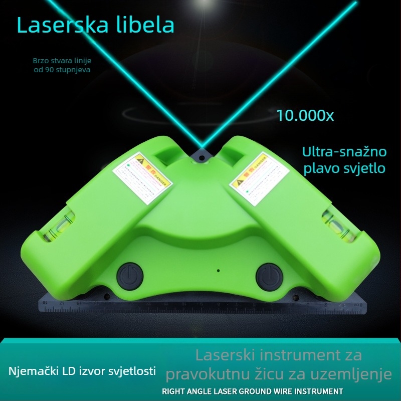 Laser nivo za postavljanje podova s 90° kutem, visoka preciznost, višenamjenski nivo sa zelenim i plavim laserom