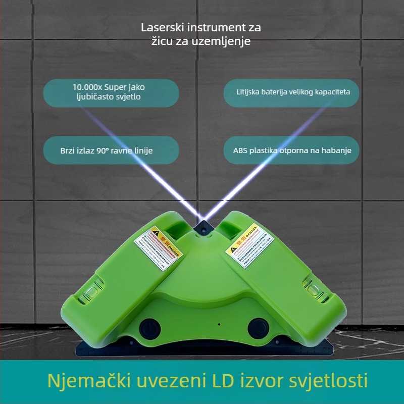Laser nivo za postavljanje podova s 90° kutem, visoka preciznost, višenamjenski nivo sa zelenim i plavim laserom