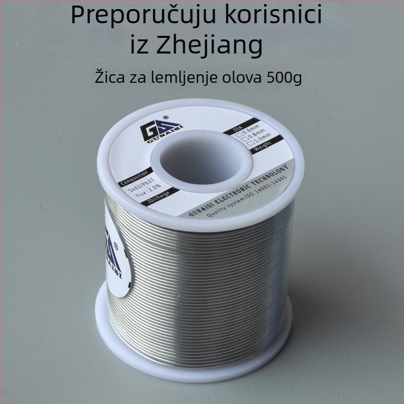 No-clean žica za lemljenje s jezgrom smole, olovni, visok sjaj cinka, za popravke, 500 g
