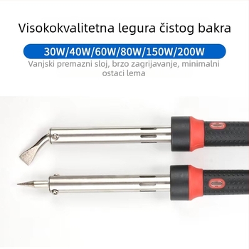 Električna spajalica s vanjskim grijanjem, 80–200W, s LED lampom, visokoučinkovit alat za elektroniku