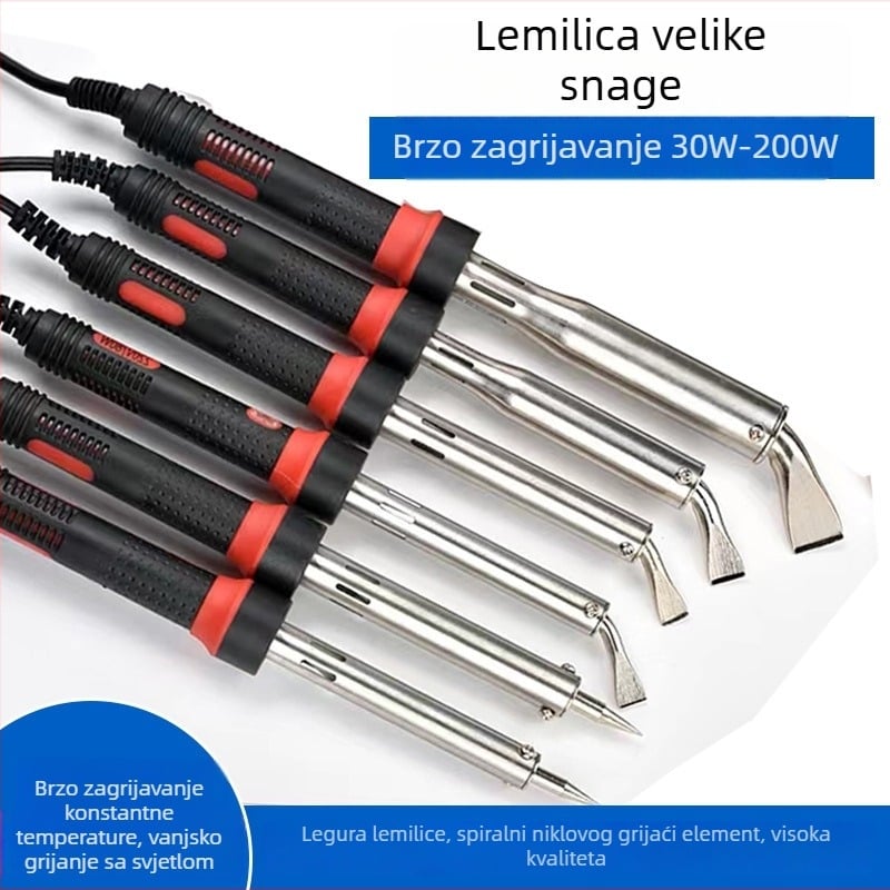 Električna spajalica s vanjskim grijanjem, 80–200W, s LED lampom, visokoučinkovit alat za elektroniku