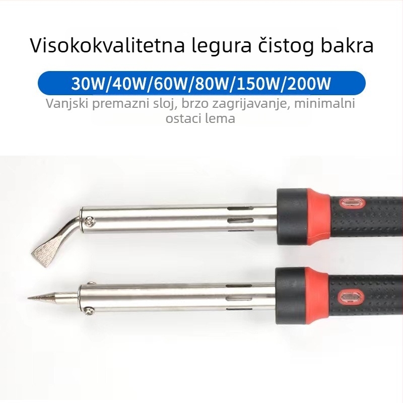 Električna spajalica s vanjskim grijanjem, 80–200W, s LED lampom, visokoučinkovit alat za elektroniku