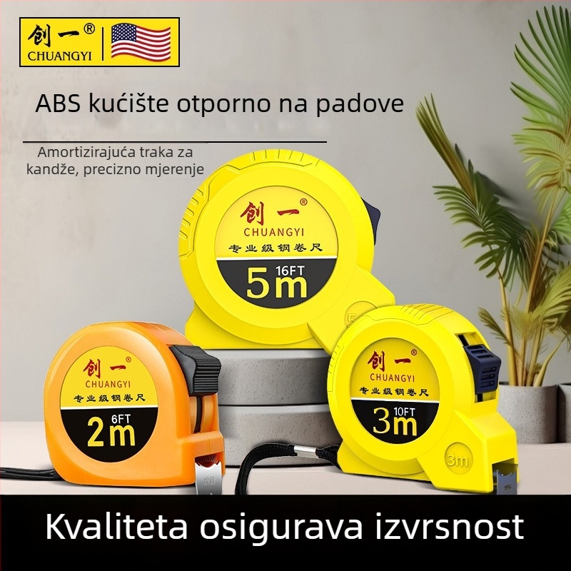 5 m mjerni trak s kućištem od nehrđajućeg čelika, tvrda debela traka, visoka preciznost