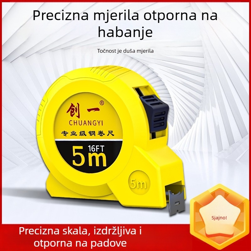 5 m mjerni trak s kućištem od nehrđajućeg čelika, tvrda debela traka, visoka preciznost