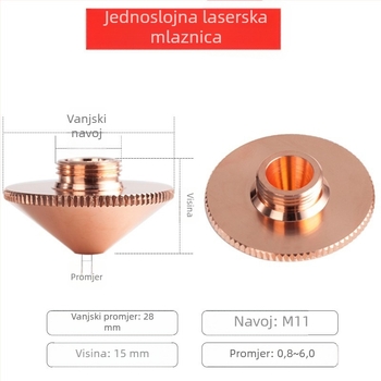 Bakrena mlaznica za lasersko rezanje, 28/32, jednostruka i dvostruka verzija