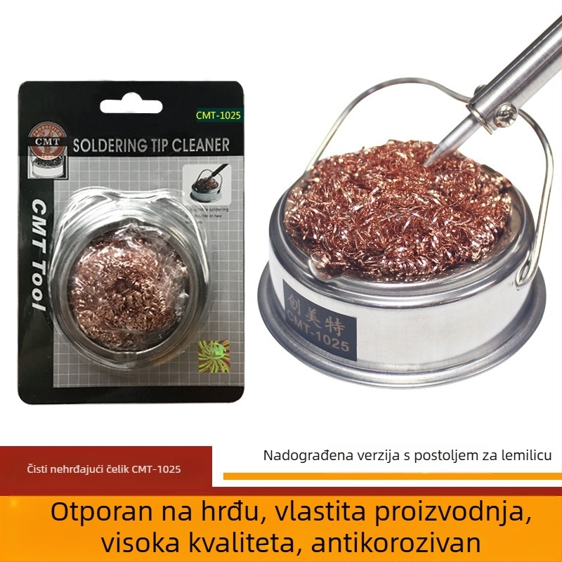 CMT-1025 Čistač vrha lemilice sa bazom, stalak od nehrđajućeg čelika i bakrena žičana lopta