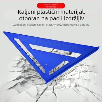 Trojkutno pravilo od tvrde plastike, visoka preciznost, multifunkcionalno, s 90° pravim kutem i debelim 45° kutom