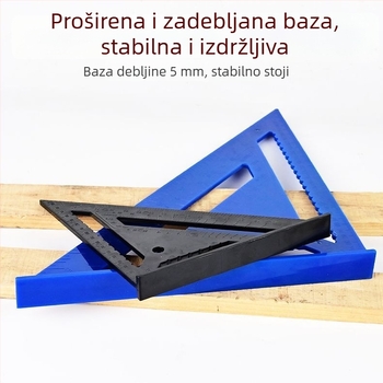 Trojkutno pravilo od tvrde plastike, visoka preciznost, multifunkcionalno, s 90° pravim kutem i debelim 45° kutom