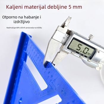 Trojkutno pravilo od tvrde plastike, visoka preciznost, multifunkcionalno, s 90° pravim kutem i debelim 45° kutom