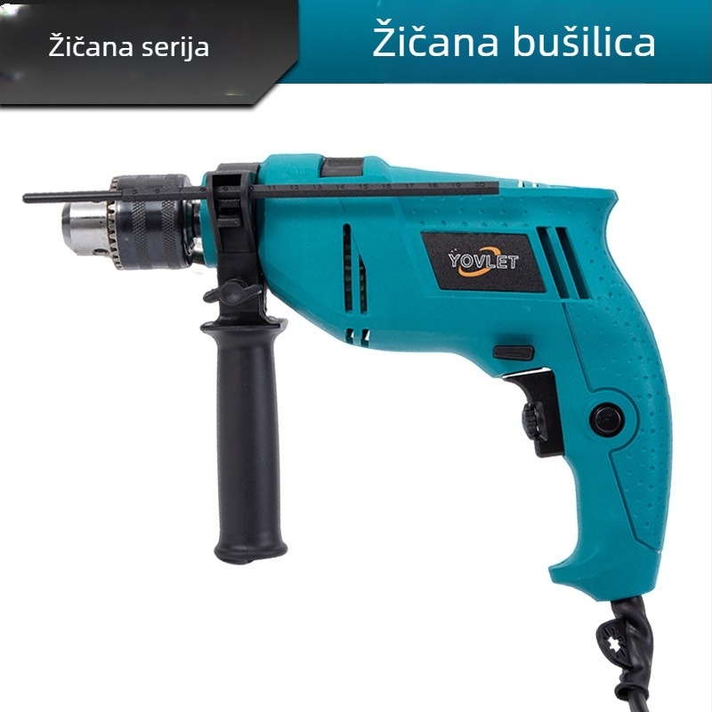 Set bušilica s udarnim mehanizmom i pištolnom ručkom — dvostruka namjena, promjenjiva brzina, naprijed/natrag, čekićna bušilica za zid, ručna bušilica