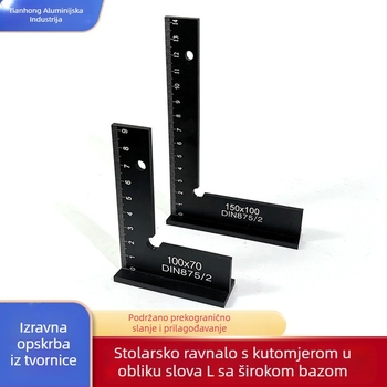 Aluminijski ravni mjerni kut, 100×70 mm, L-oblik pravokutni mjerni alat s kutomjerom