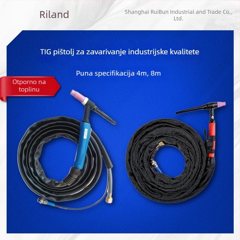 Pribor za zavarivanje argonskim lukom Ruiling – TIG26 baklja, 8 m zračno hladi kabel s držalom, originalni dijelovi