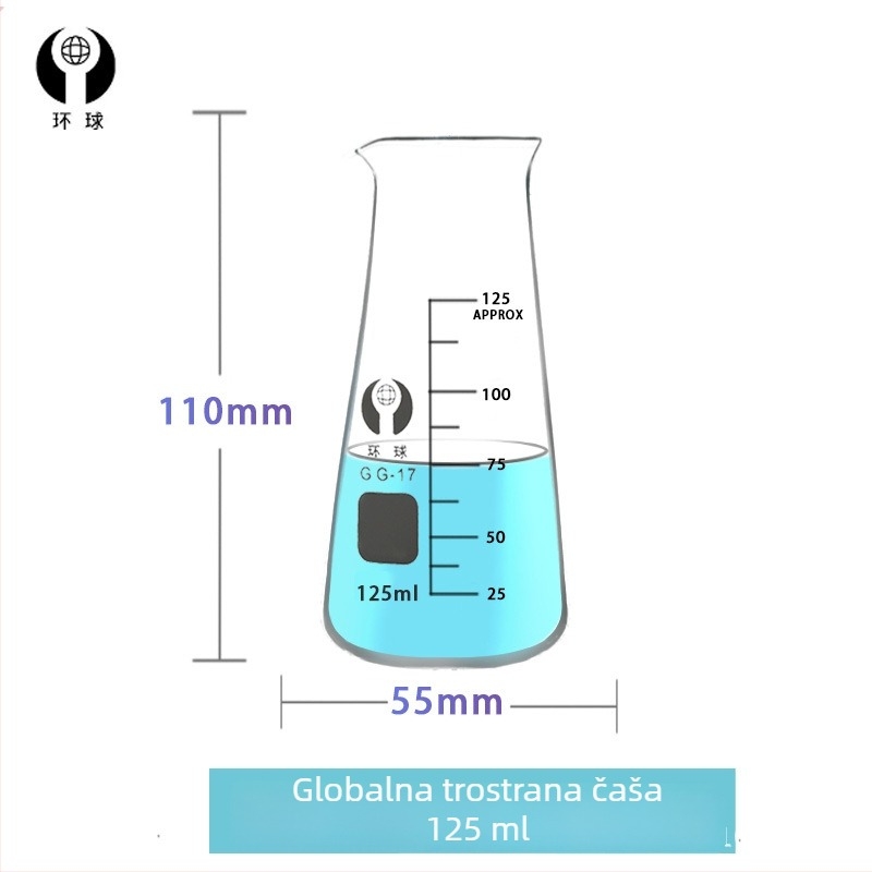 Univerzalni trokutasti laboratorijski bokal, 125/250/500 ml, debelo staklo, proziran s oznakama, konusno otvaranje