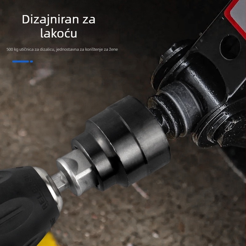 Record Work set dizalice i ključ s nastavcima za brzo uklanjanje auto guma uz električni alat