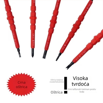 Izolirani set odvijača s magnetnim vrhovima: ravni i križni odvijač, električarski alati od krom-vanadij čelika