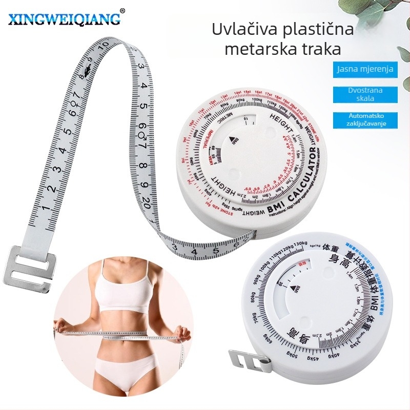 Izvlačna plastična mjera trake s dvostrukom skalom, BMI zdravstveni indeks, duljina 1,5 m