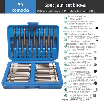 Električni odvijač s magnetskim setom bitova od krom-vanadij čelika, komplet 50 komada ili 36 komada