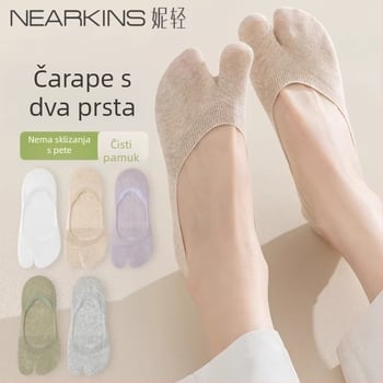 Ženske tanke ljetne čarape s podijeljenim prstom, čarape tipa brod s dva prsta, protuklizne, od pamuka, upijaju znoj, prozirne, niskog kroja, nevidljive čarape