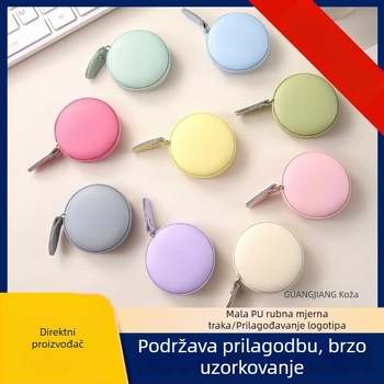 Mini mjerna vrpca plave PU kože, 150 cm, model 123, za šivanje i kućnu upotrebu
