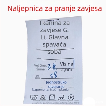 Najlonska etiketa za zavjese za pranje