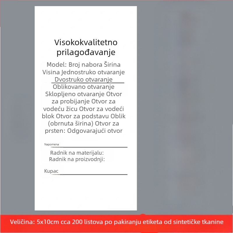 Najlonska etiketa za zavjese za pranje