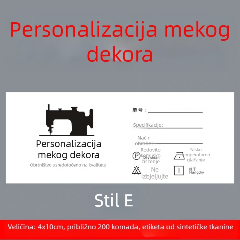 Najlonska etiketa za zavjese za pranje
