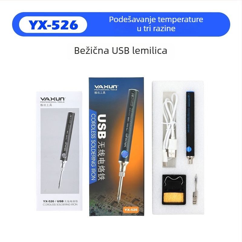 Prijenosna električna lemilica YAXUN526, punjiva, s podesivom temperaturom i vrhom za lemljenje, za veleprodaju