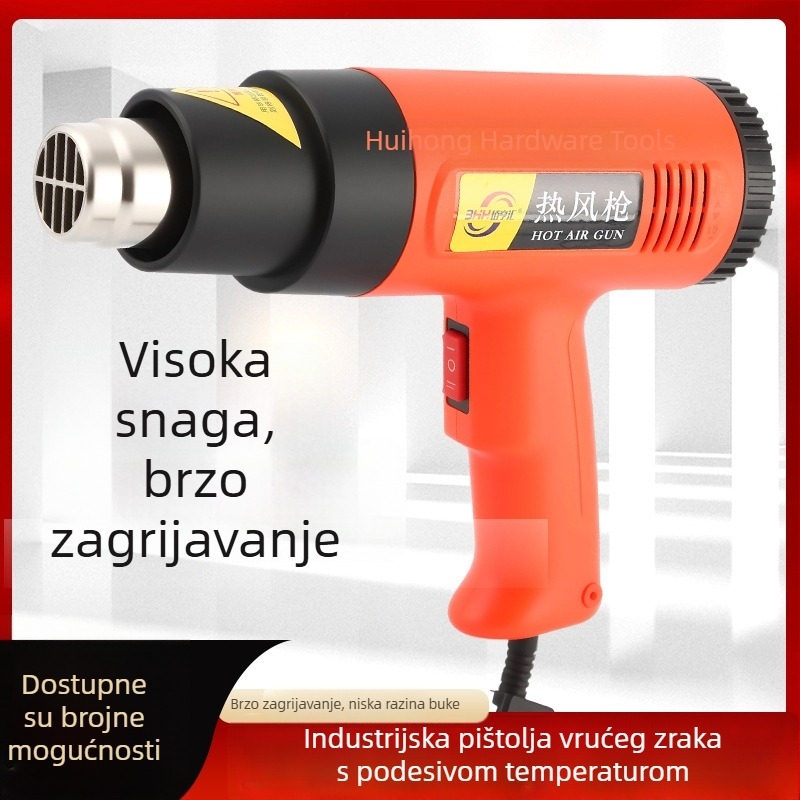 Industrijski visokoučinkoviti pištolj za vrući zrak s podesivom temperaturom, 3-u-1 alat za popravke, laminiranje i zgrtivanje, kompaktni pištolj za vrući zrak