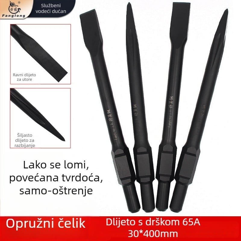 Fang Long Veliko električno čekić s plosnim dlijetom od opružnog čelika, glava 95, ručka 65A za kanaliranje betona