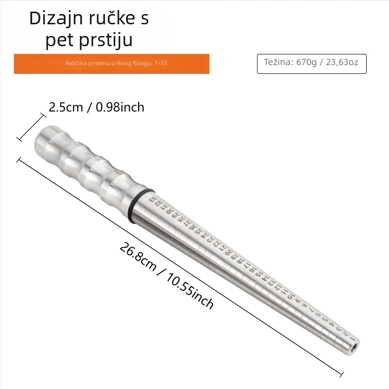 Nerđajući čelični mjerač veličine prstena i proširivač prstena