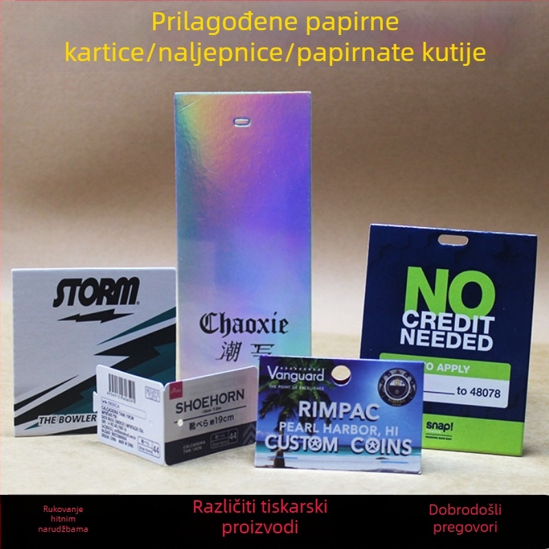 Vlastite etikete za odjeću – sklopljive etikete od laminiranog papira, punobojni tisak, PVC etikete za odjeću, dizajn i proizvodnja