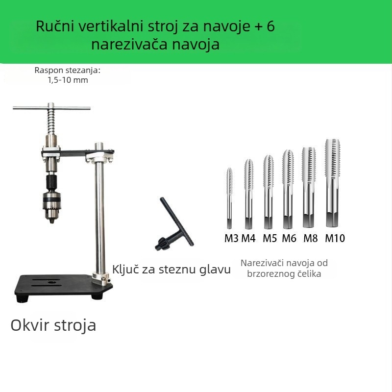 Ručni uspravni navojni stroj, prilagodljivi ključ za navoj i produženi rameni