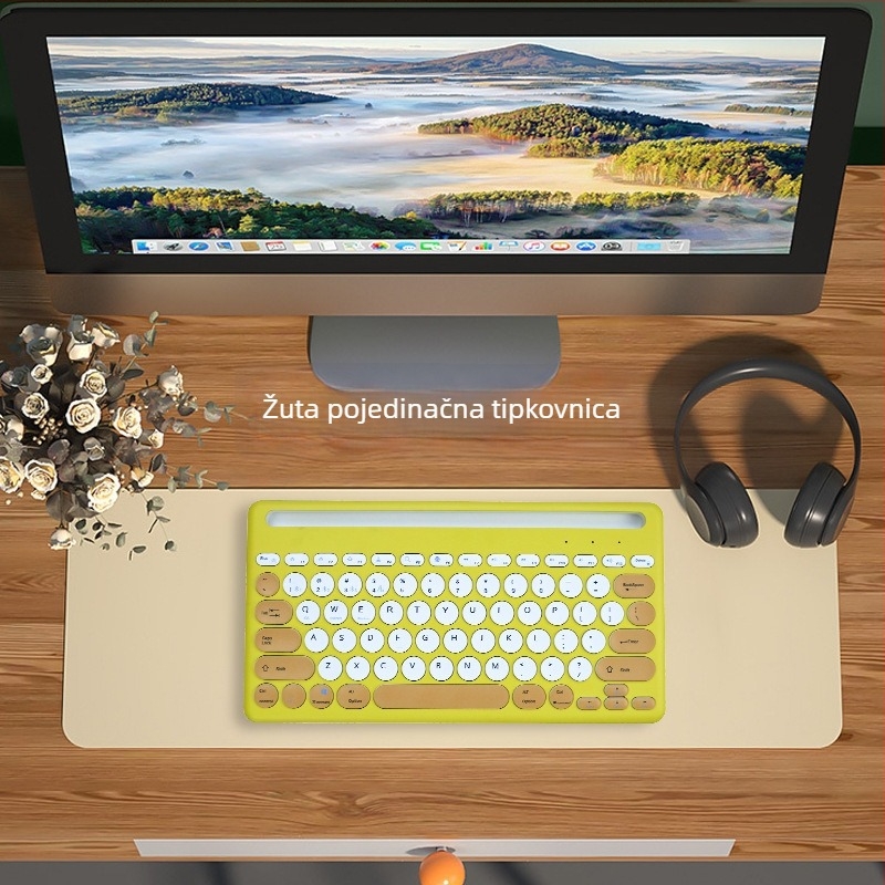 Bluetooth bežična tipkovnica s utorom za kartice, četiri kanala povezanosti, kompatibilna s tabletima, prijenosnim računalima i pametnim telefonima, elegantan dizajn