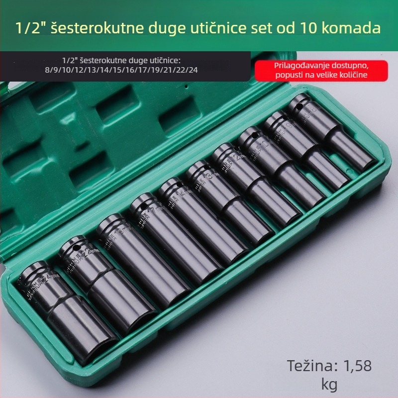 Set nastavaka za električni ključ s produženim šesterokutnim glavama za pneumatski udarač, 10/15/20 komada