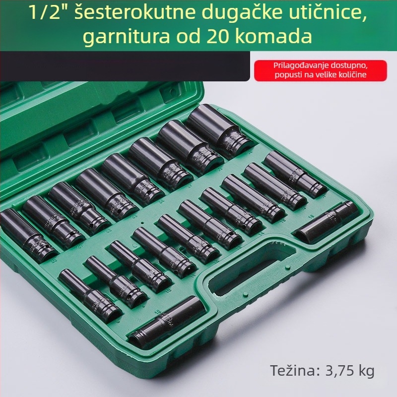 Set nastavaka za električni ključ s produženim šesterokutnim glavama za pneumatski udarač, 10/15/20 komada