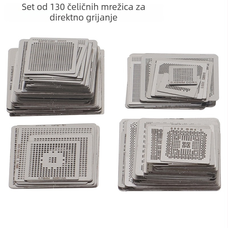 130-dijelni set zagrijavajućih čeličnih mreža za CPU i DDR memoriju, mreža za cinkanje Apple/Qualcomm FOP