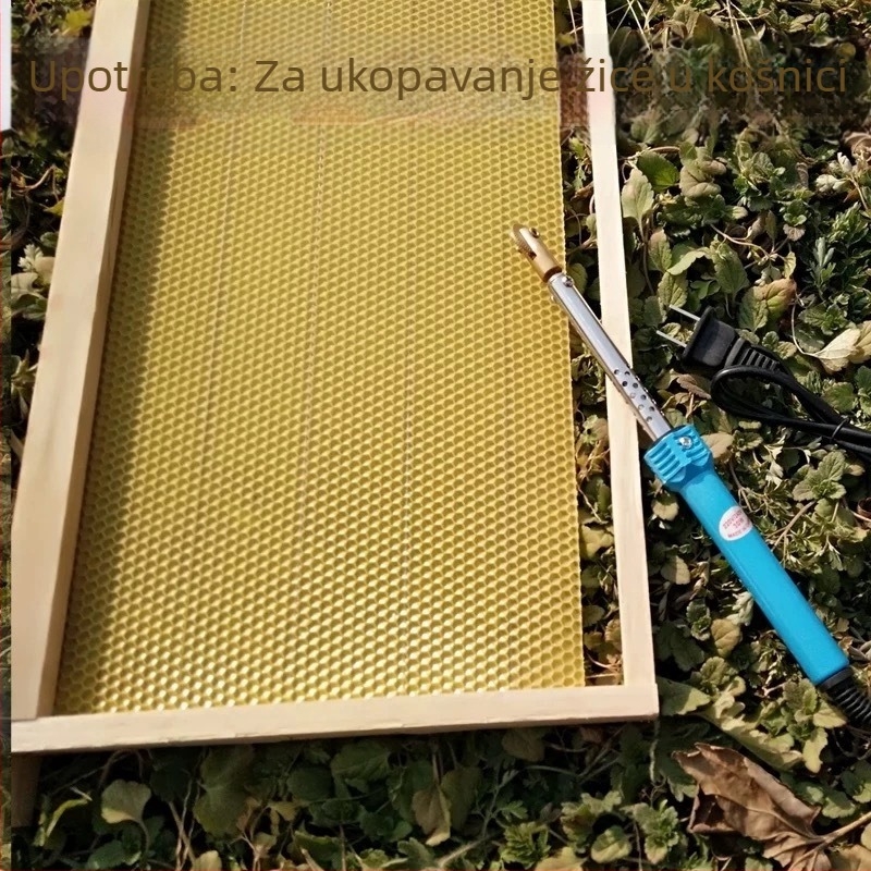 Električni pčelarinski alat s električnim grijanje: bakrena glava i valjak za udubljenja, bakrena osnova gnijezda, ugradnja okvira i pritiskanje žice