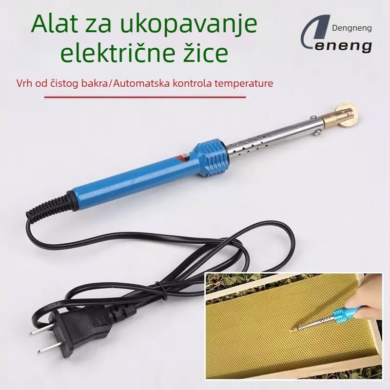 Električni pčelarinski alat s električnim grijanje: bakrena glava i valjak za udubljenja, bakrena osnova gnijezda, ugradnja okvira i pritiskanje žice