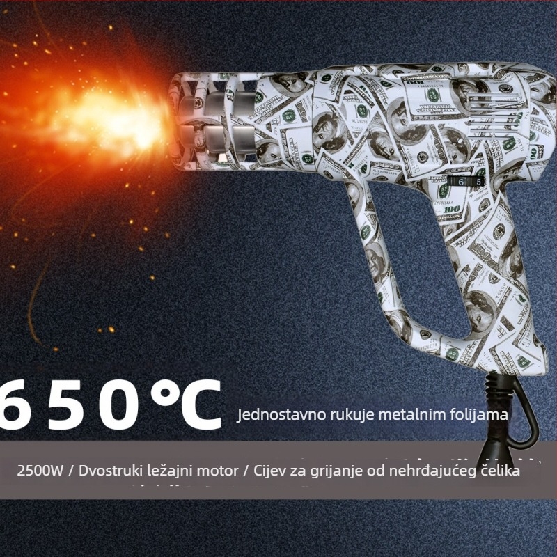 Pistolj toplinskog zraka za primjenu automobilske folije, s digitalnim zaslonom, reguliranom temperaturom