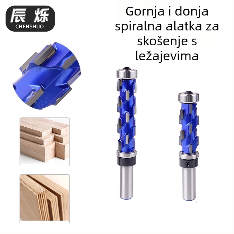 Spiralna glodalica s ležajem, 1/2 inča osovina, komplet od 12 komada za obradu drveta