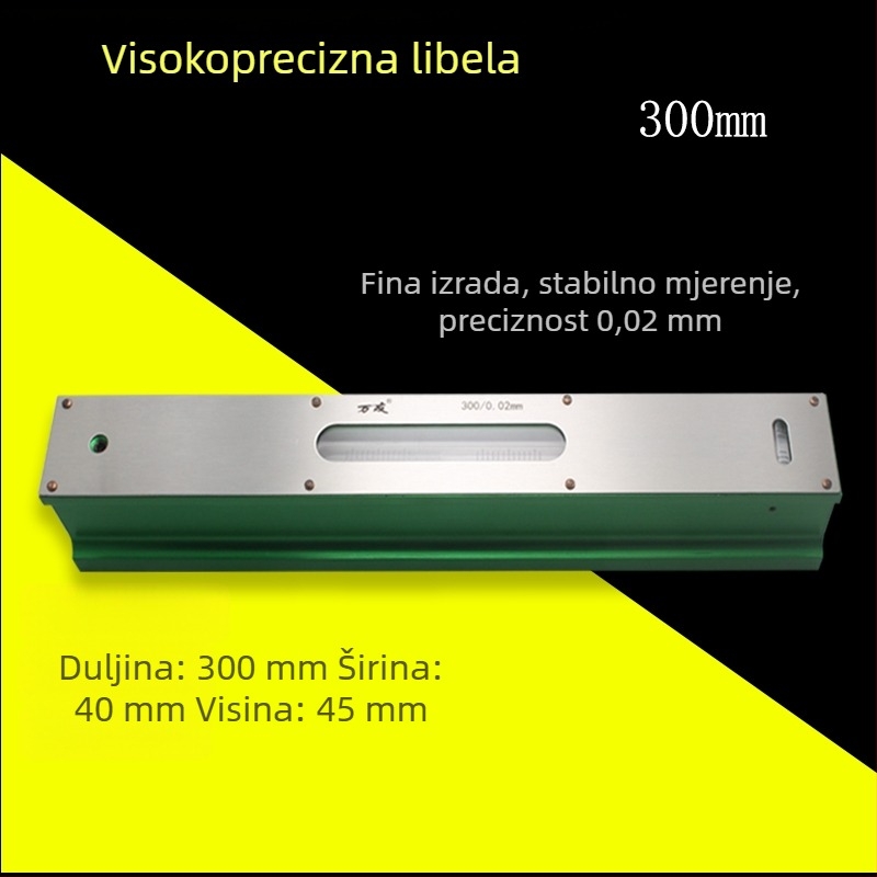 Visoko precizan industrijski nivo s trakom i okvirom, 0,02 mm, 100-150-200