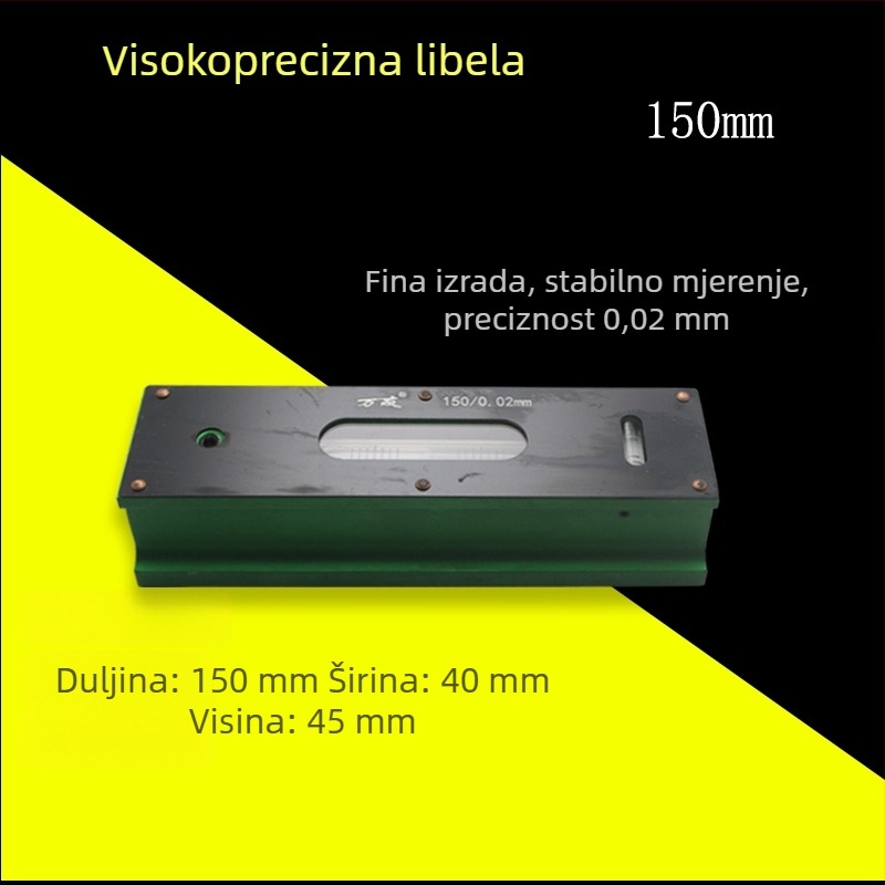 Visoko precizan industrijski nivo s trakom i okvirom, 0,02 mm, 100-150-200