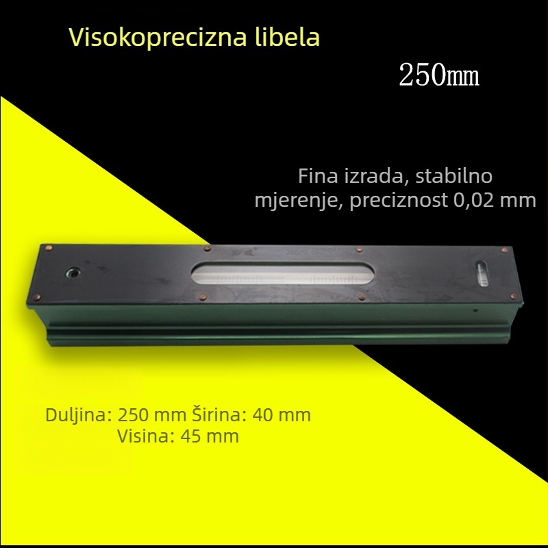 Visoko precizan industrijski nivo s trakom i okvirom, 0,02 mm, 100-150-200