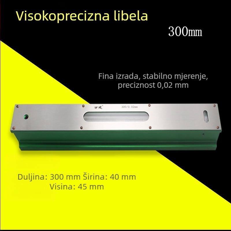Visoko precizan industrijski nivo s trakom i okvirom, 0,02 mm, 100-150-200